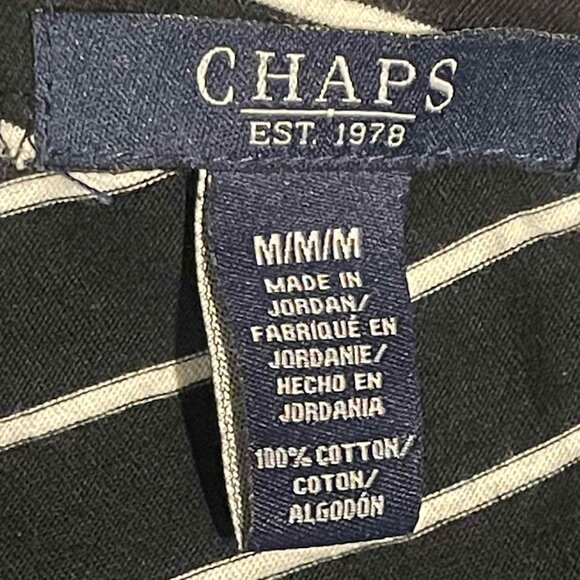 CHAPS WOMEN BLACK WITH WHITE STRIPES MAXI SKIRT SIZE MEDIUM 100% COTTON - Picture 4 of 5